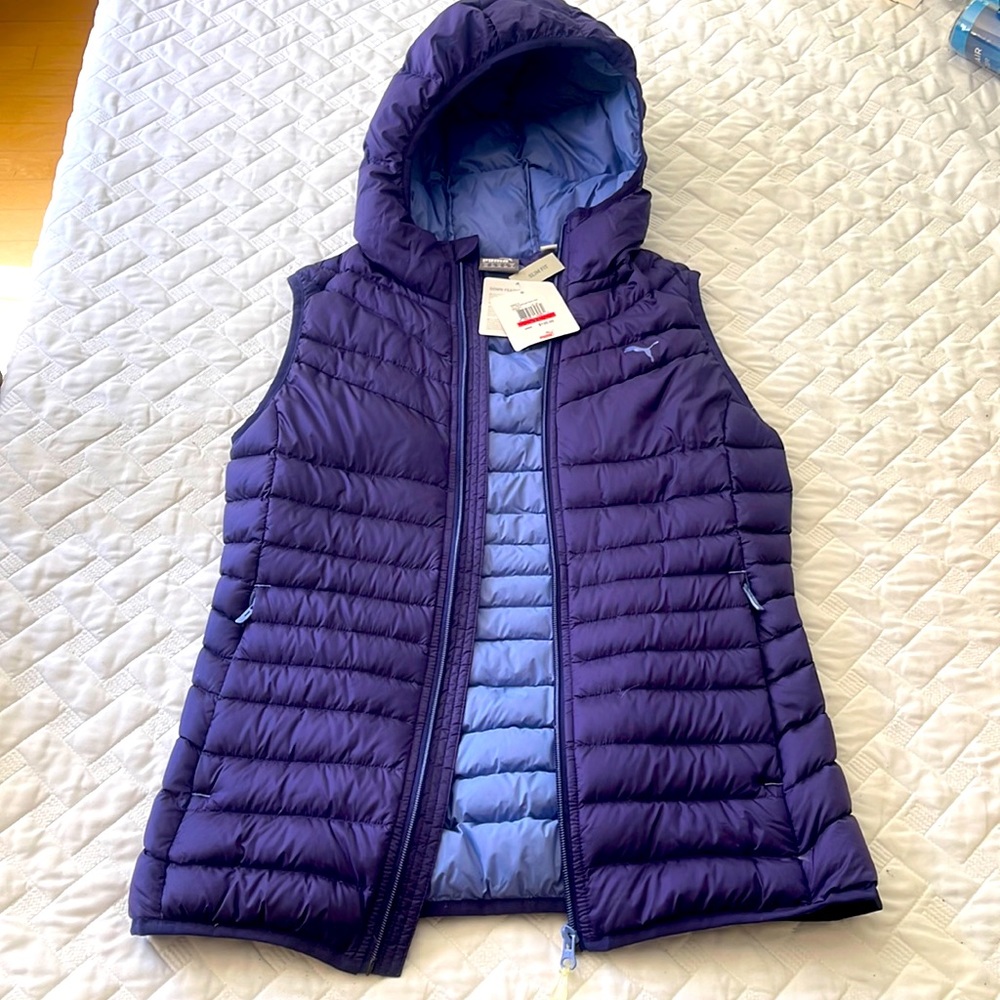 Women’s Puma ACT 600 PackLight Down Vest NWT XS Slim Fit Astral Aura